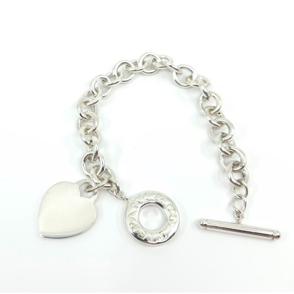 Tiffany & Co Sterling Silver Return to Tiffany Toggle Engravable Heart Bracelet - Picture 2 of 15